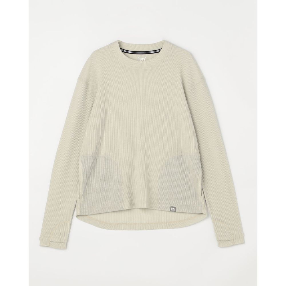 super.natural スーパーナチュラル すーぱーなちゅらる | JP190 ワッフルクルーネックロングスリーブ2(ユニセックス) / Sand Gray JP 190 Waffle Ｃ/Neck L/Sleeve 2 SNUJ10110 ［25FW］