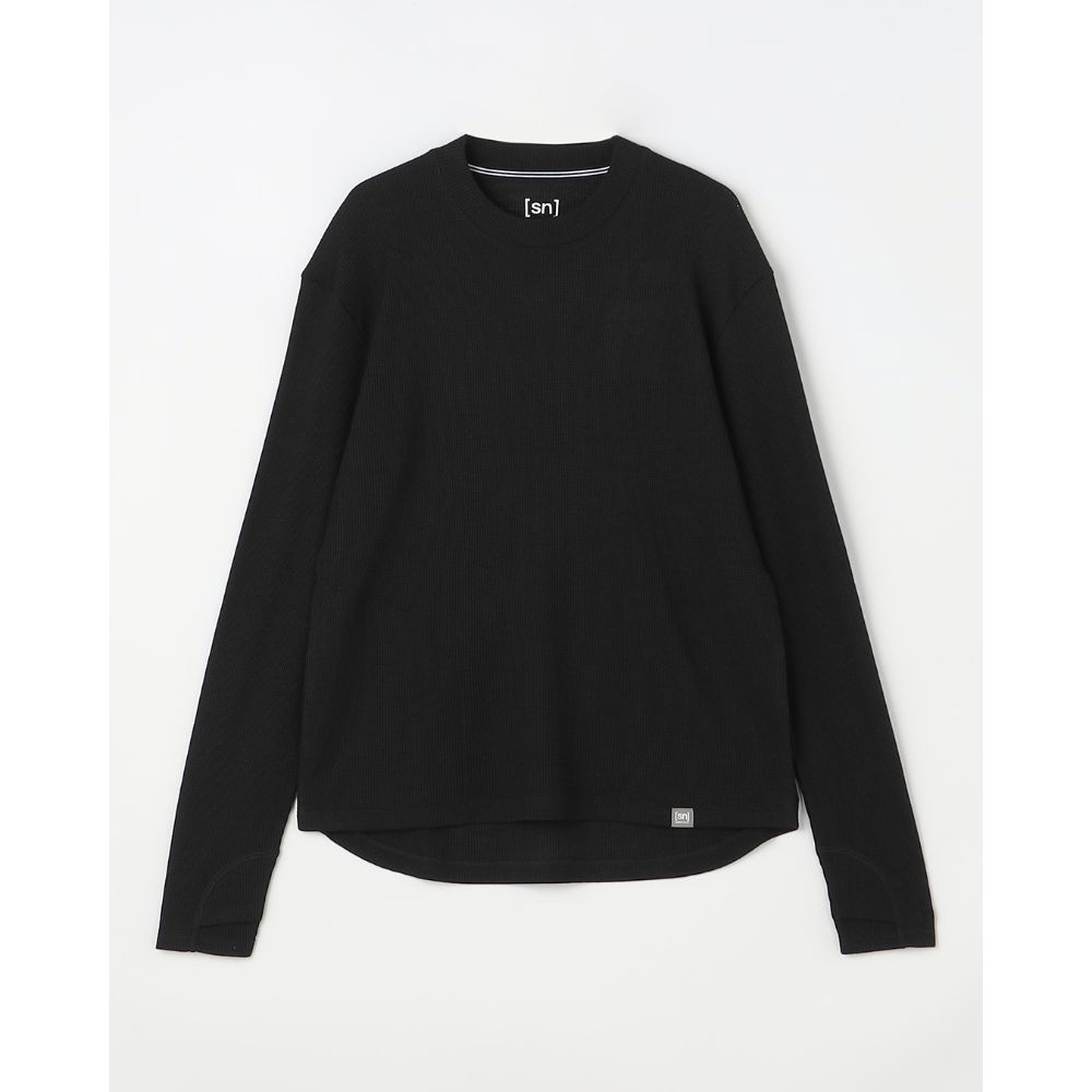JP190 ワッフルクルーネックロングスリーブ2(ユニセックス) / Smoke Black JP 190 Waffle Ｃ/Neck L/Sleeve 2 SNUJ10110 ［25FW］|スーパーナチュラル / super.natural