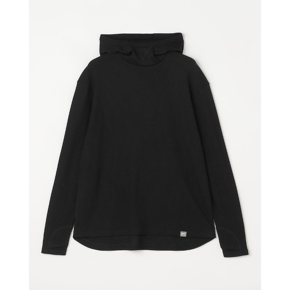 JP190 ワッフルフーディーロングスリーブ2(ユニセックス) / Smoke Black JP 190 Waffle Hoodie L/Sleeve 2 SNUJ10111 ［25FW］|スーパーナチュラル / super.natural