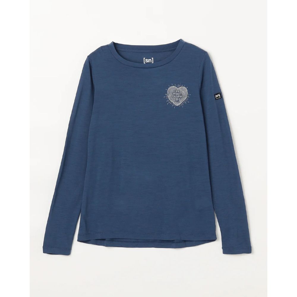 スーパーナチュラル / super.natural（スーパーナチュラル） | W リトルハートウッドロングスリーブ / OCEAN BLUE/FEATHER GREY W LITTLE HEARTWOOD LS SNWP04071N ［25FW］