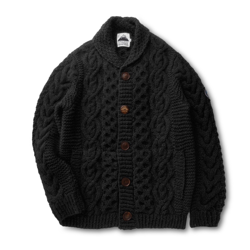 HIMALAYANCLIMBER'SHAND-KNIT ヒマラヤン クライマーズ ハンドニット | ショールカーデ / ブラック Shawl Cardigan HCK-F01 トップス ユニセックス [25FW]