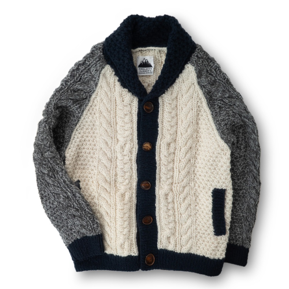 切り替えクルーカーデ / ネイビー Switching Crew Cardigan HCK-F02 トップス ユニセックス [25FW]|ﾋﾏﾗﾔﾝｸﾗｲﾏｰｽﾞﾊﾝﾄﾞﾆｯﾄ / HIMALAYANCLIMBER'S