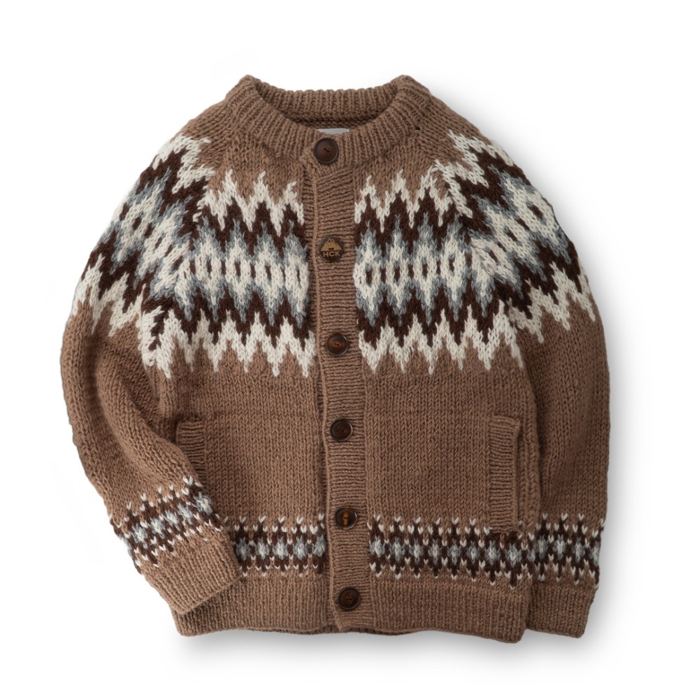 HIMALAYANCLIMBER'SHAND-KNIT ヒマラヤン クライマーズ ハンドニット | ジャガードクルーカーデ / モカ Jacquard Crew Cardigan HCK-F04 トップス ユニセックス [25FW]
