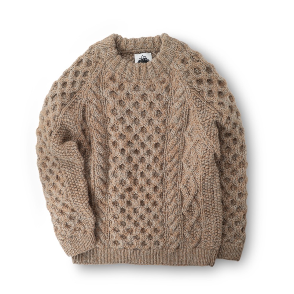 HIMALAYANCLIMBER'SHAND-KNIT ヒマラヤン クライマーズ ハンドニット | クルー / ベージュ杢 Crew HCK-F07 トップス ユニセックス [25FW]