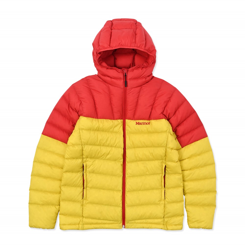 Marmot / マーモット | ランスダウンフーディー / レッド×イエロー Lance Down Hoodie MTFW25MDW009-C149 ダウンジャケット メンズ [25FW]