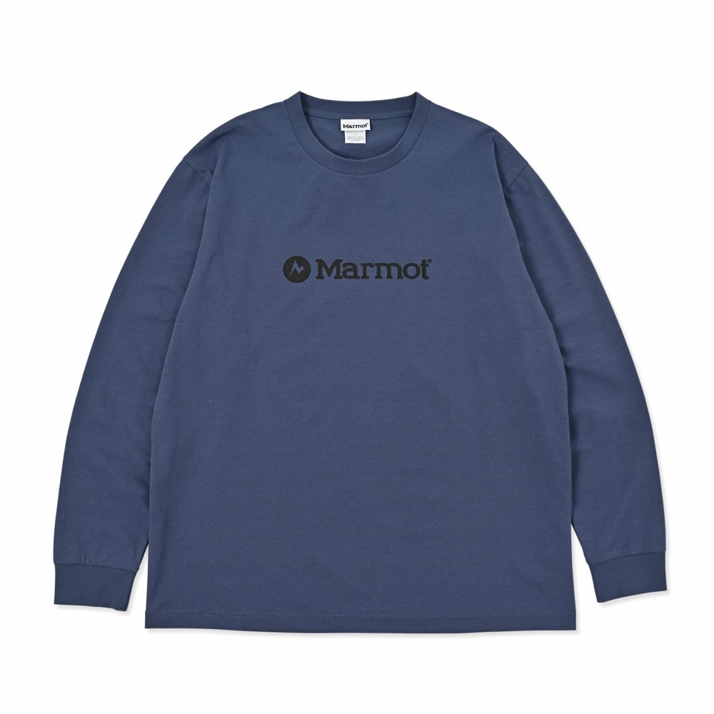 マーモットロゴロングスリーブティーシャツ / インディゴ Marmot Logo L/S T-Shirts MTFW25MLS065-C079 Tシャツ メンズ [25FW]|マーモット / Marmot