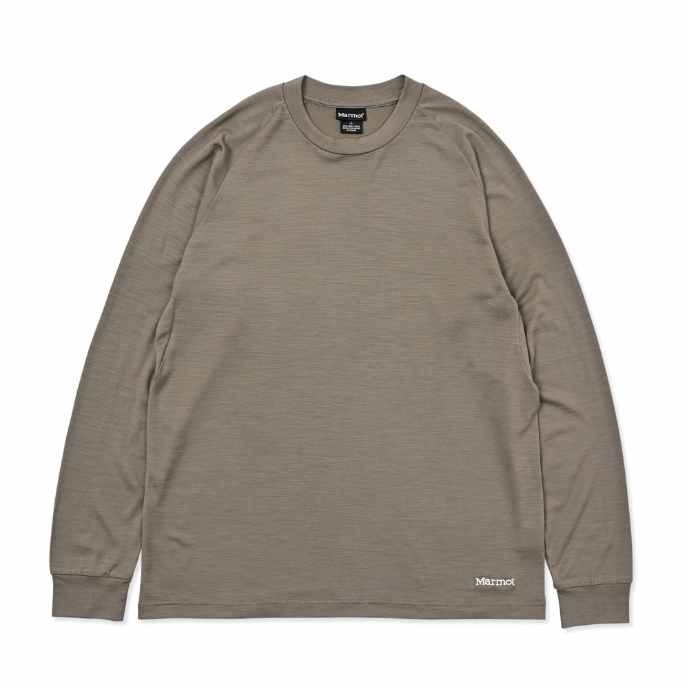 マーモットメリノウールロングティー / モカ Marmot Merino Wool Long Tee MTFW25ULS074-C085 Tシャツ ユニセックス [25FW]|マーモット / Marmot