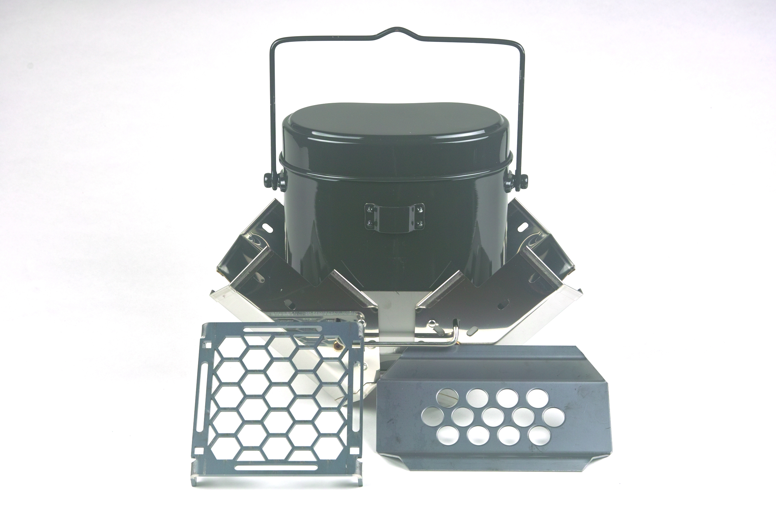 ハンゴーコンロ研究所（ハンゴーコンロ） | ハンゴーコンロ・回天壱形 焚火三揃 兵式飯ごう用 / konro-kaiten-01-ver-takibi BBQ キャンプ