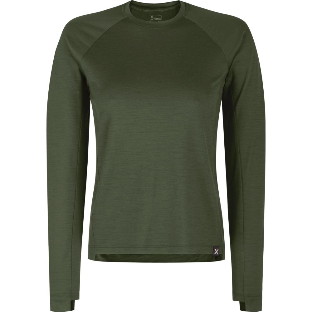 メリノ エッセンシャル マグリア ウーマン / VERDE SALVIA MERINO ESSENTIAL MAGLIA WOMAN MMGC10W シャツ レディース ［25FW］|モントゥーラ / MONTURA