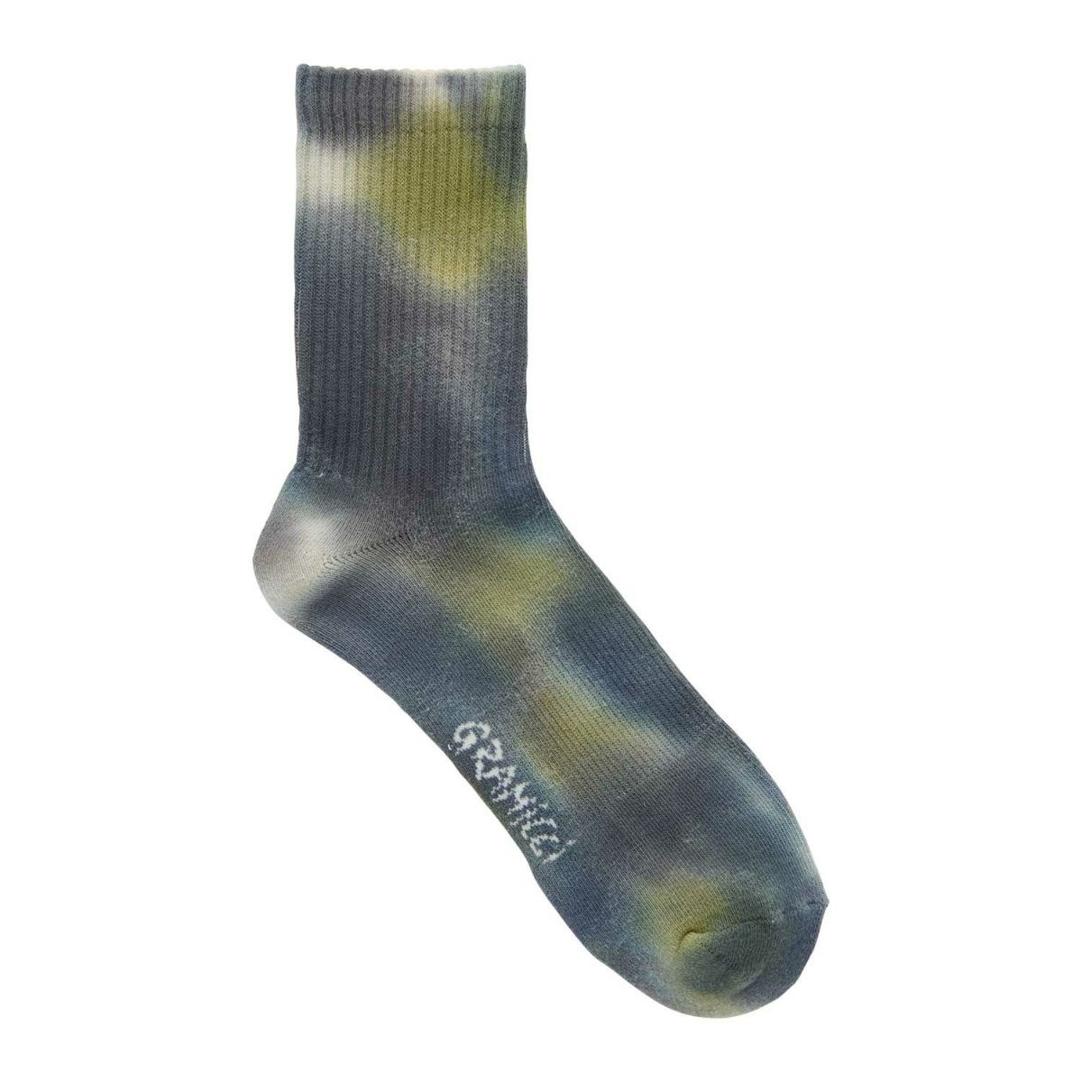 Gramicci グラミチ ぐらみち | タイダイクルーソックス（ユニセックス） / TIE DYE CREW SOCKS SX-M36 GREEN ［25FW］