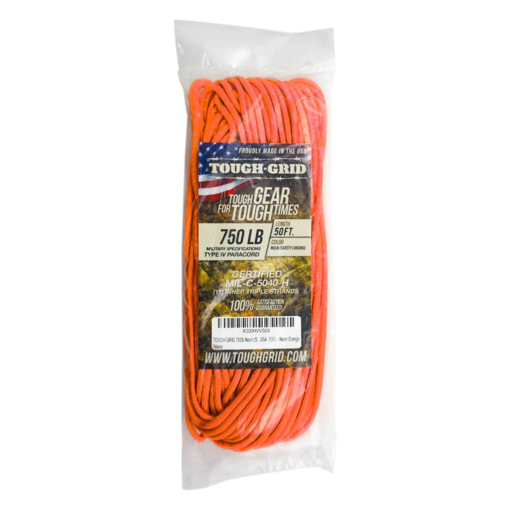 タフグリッド 750ポンド ミルスペックパラコード / TOUGH GRID 750LB MIL SPEC PARACORD 50FT PC50-NSO-750lb オレンジ [25SS]