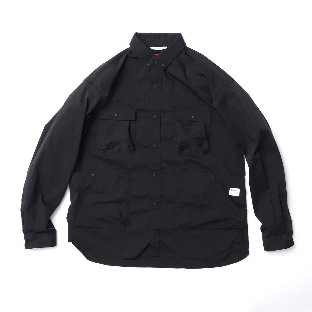 ナンガ / NANGA（ナンガ） | ヒノックリップストップキャンプシャツ / HINOC RIPSTOP CAMP SHIRT NW2421-1H207-A BLK 
