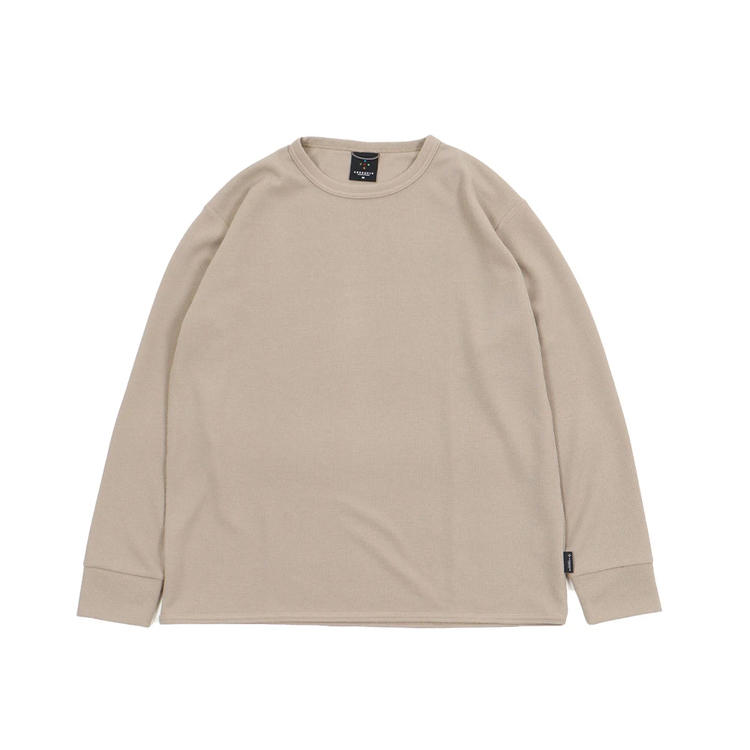 ［AXESQUIN -modified-］クイックドライエコワッフルロングスリーブティー（ユニセックス） / 321118 LIGHT BEIGE（ベージュ） ［25FW］|ｱｸｼｰｽﾞｸｲﾝ ﾓﾃﾞｨﾌｧｲﾄﾞ / AXESQUIN modified