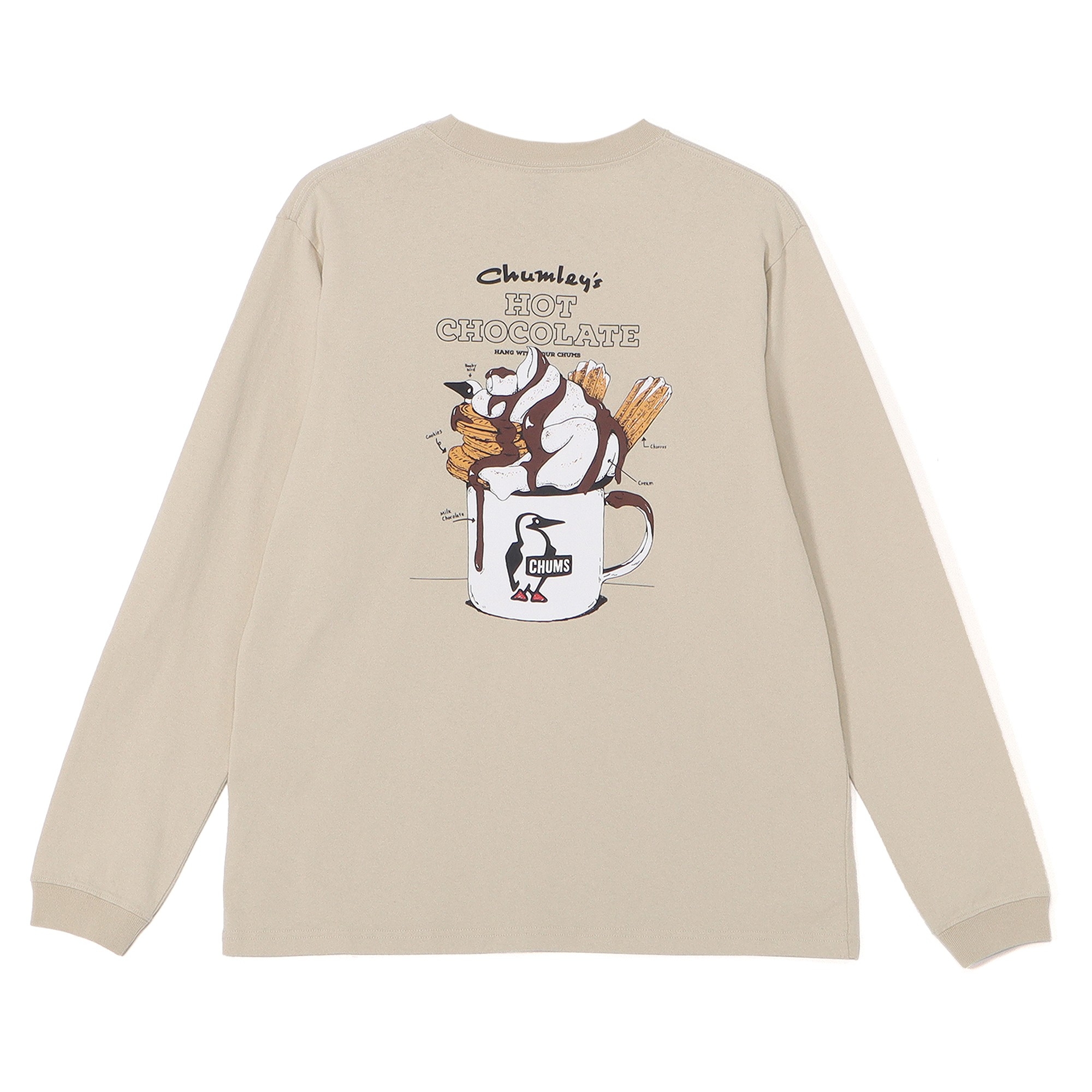 チャムス / CHUMS（チャムス） | ホットチョコレートポケットブラッシュドロングスリーブTシャツ（ユニセックス） / CH01-2659 CH11-2659 Greige ［25FW］