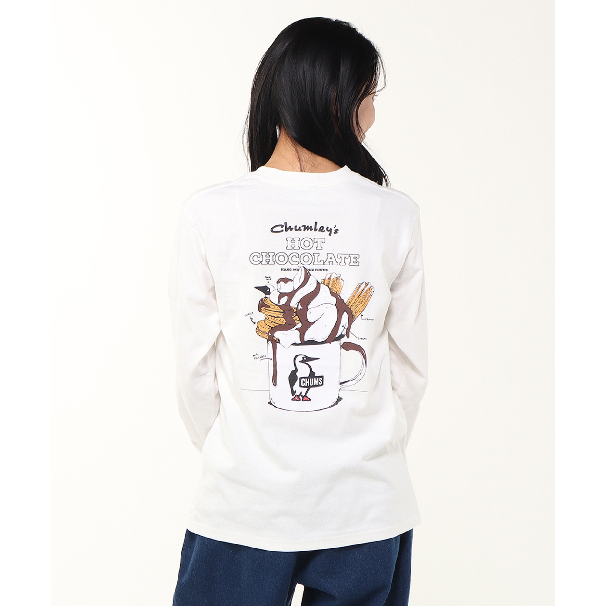 チャムス / CHUMS（チャムス） | ホットチョコレートポケットブラッシュドロングスリーブTシャツ（ユニセックス） / CH01-2659 CH11-2659 White ［25FW］