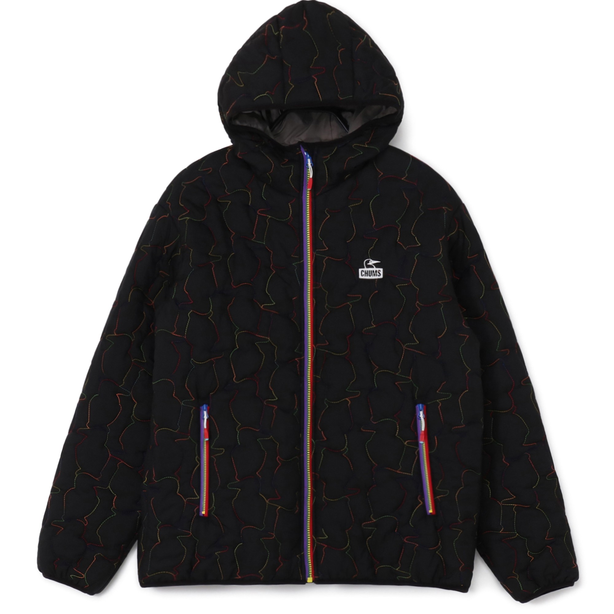 ブービーステッチパテッドパーカー（ユニセックス） / Booby Stitch Padded Parka CH04-1468 CH14-1468 Black x Rainbow ［25FW］|チャムス / CHUMS