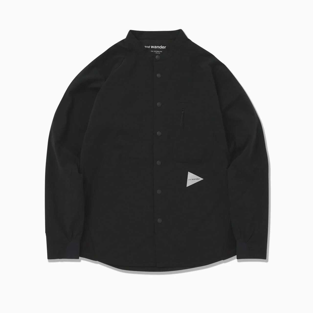 fleece base band collar shirt（ユニセックス） / 5253025 black ［25FW］|アンドワンダー / and wander