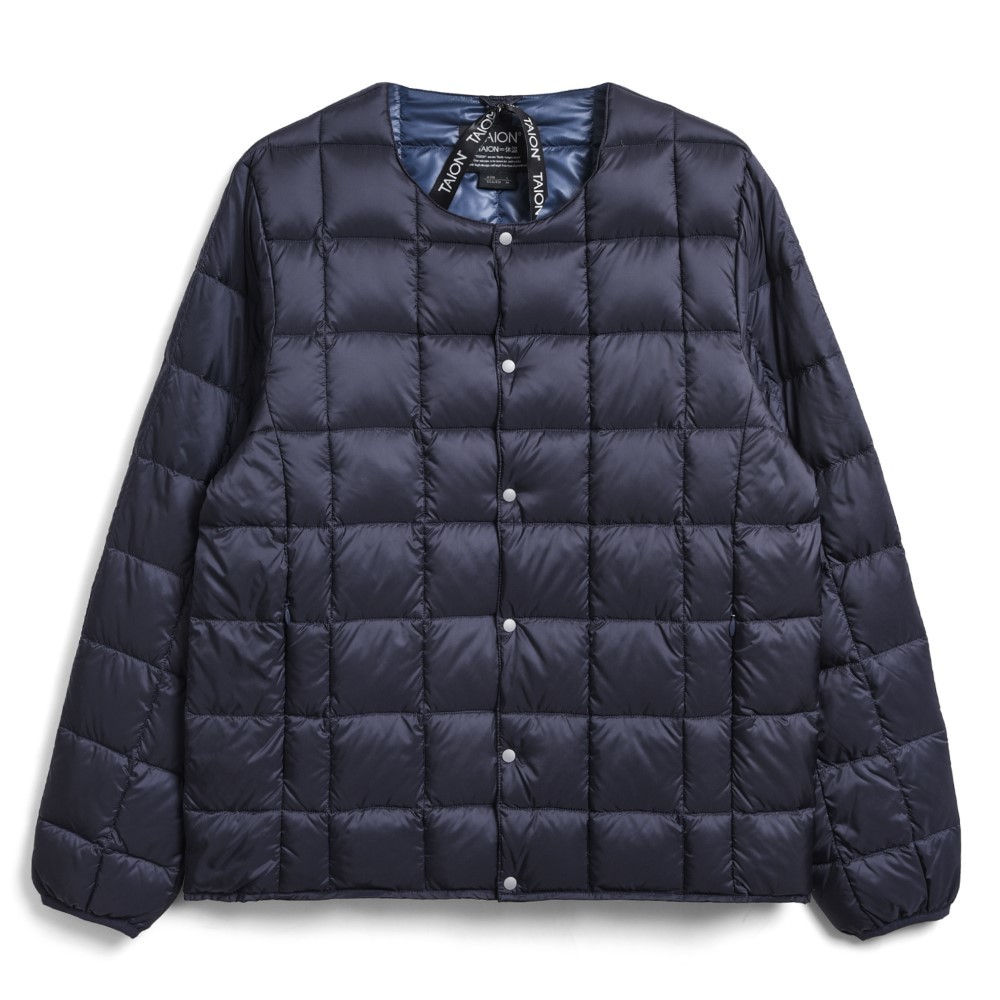 タイオン / TAION（タイオン） | ベーシック クルーネックボタン インナーダウンジャケット / ネイビー TAION-104_002 CREW NECK BUTTON DOWN JKT メンズ