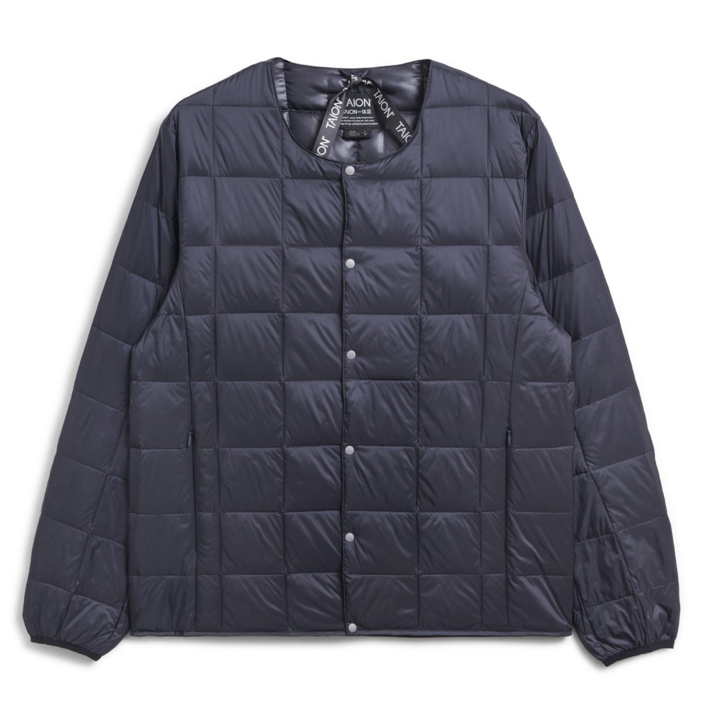 タイオン / TAION（タイオン） | ベーシック クルーネックボタン インナーダウンジャケット / ダークネイビー TAION-104_056 CREW NECK BUTTON DOWN JKT メンズ