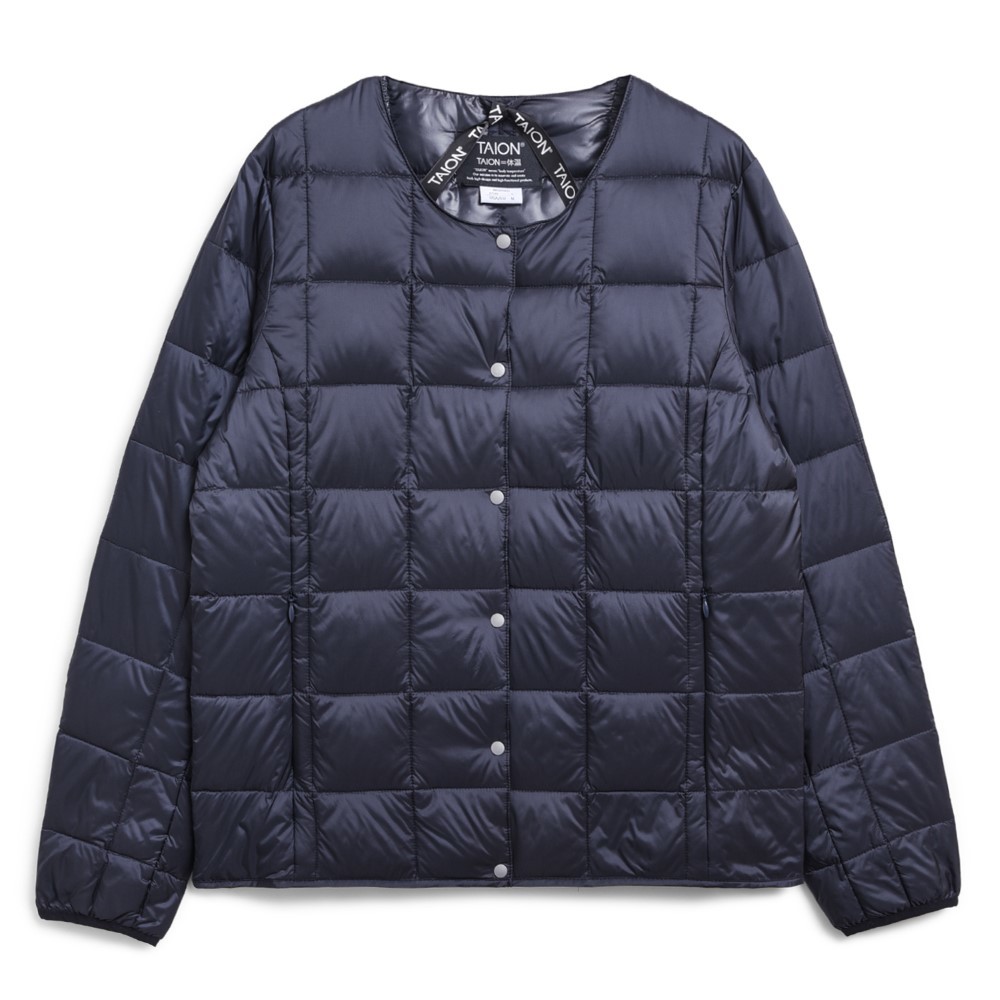タイオン / TAION（タイオン） | ベーシック クルーネックボタン インナーダウンジャケット / ダークネイビー TAION-W104_056 CREW NECK BUTTON DOWN JKT ウィメンズ