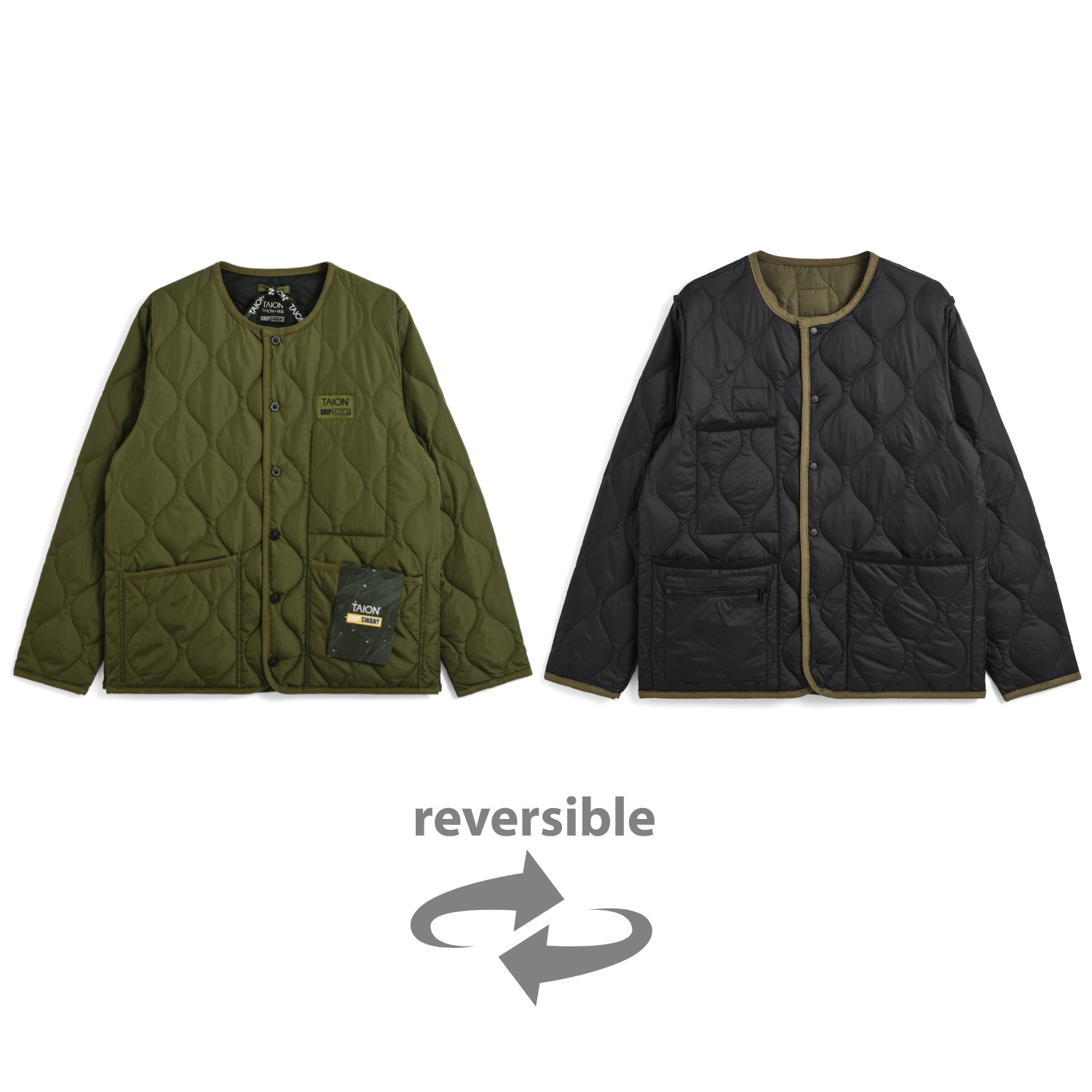 タイオン / TAION（タイオン） | GRIPSWANY×TAIONコラボ リバーシブル ダウンジャケット / TAION-G-JK01 ダークオリーブ ［25FW］