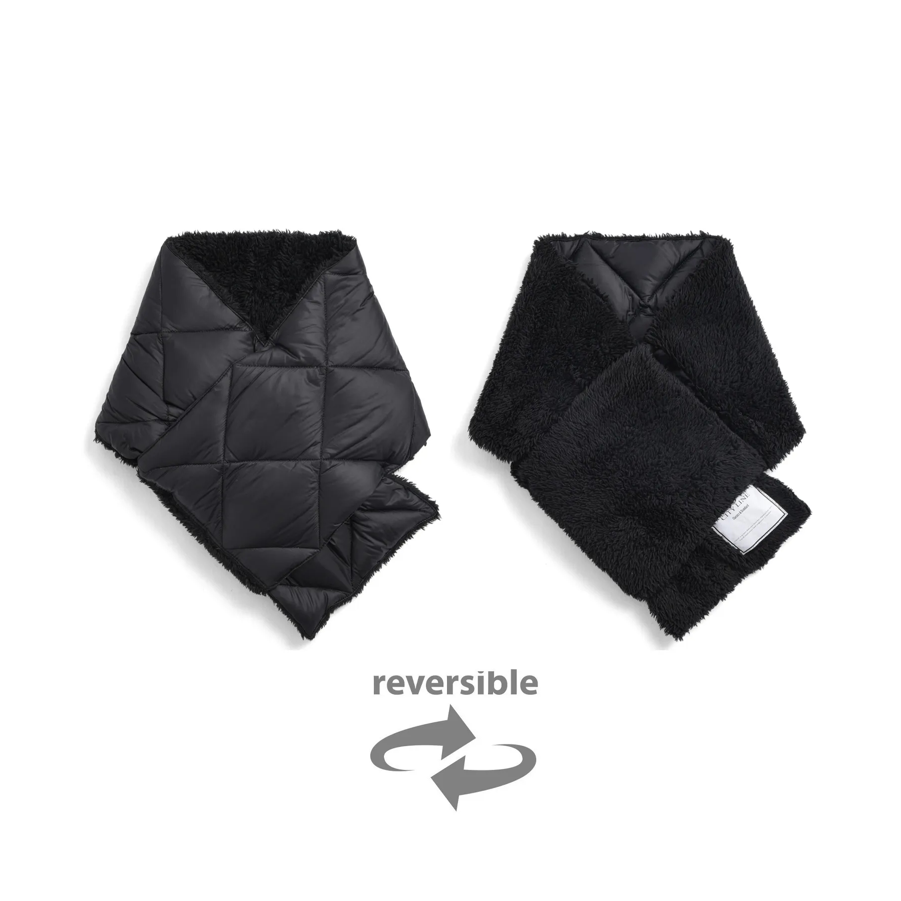 タイオン / TAION（タイオン） | シティ リバーシブル ダウンマフラー（ユニセックス） / TAION－R201CI ブラック×ブラック ［25FW］