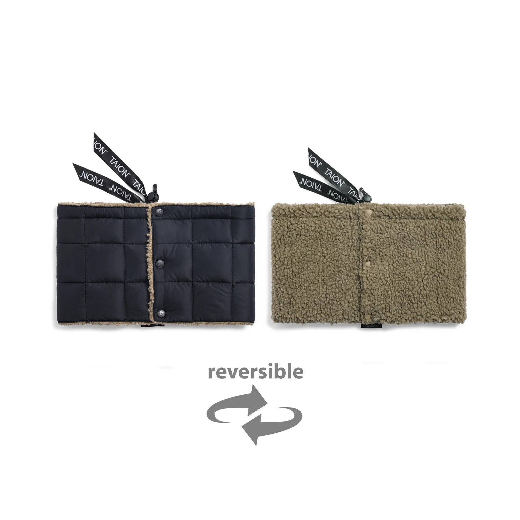 タイオン / TAION（タイオン） | マウンテン リバーシブル ダウンネックウォーマー（ユニセックス） / TAION－R203MT ブラック×ベージュ ［25FW］