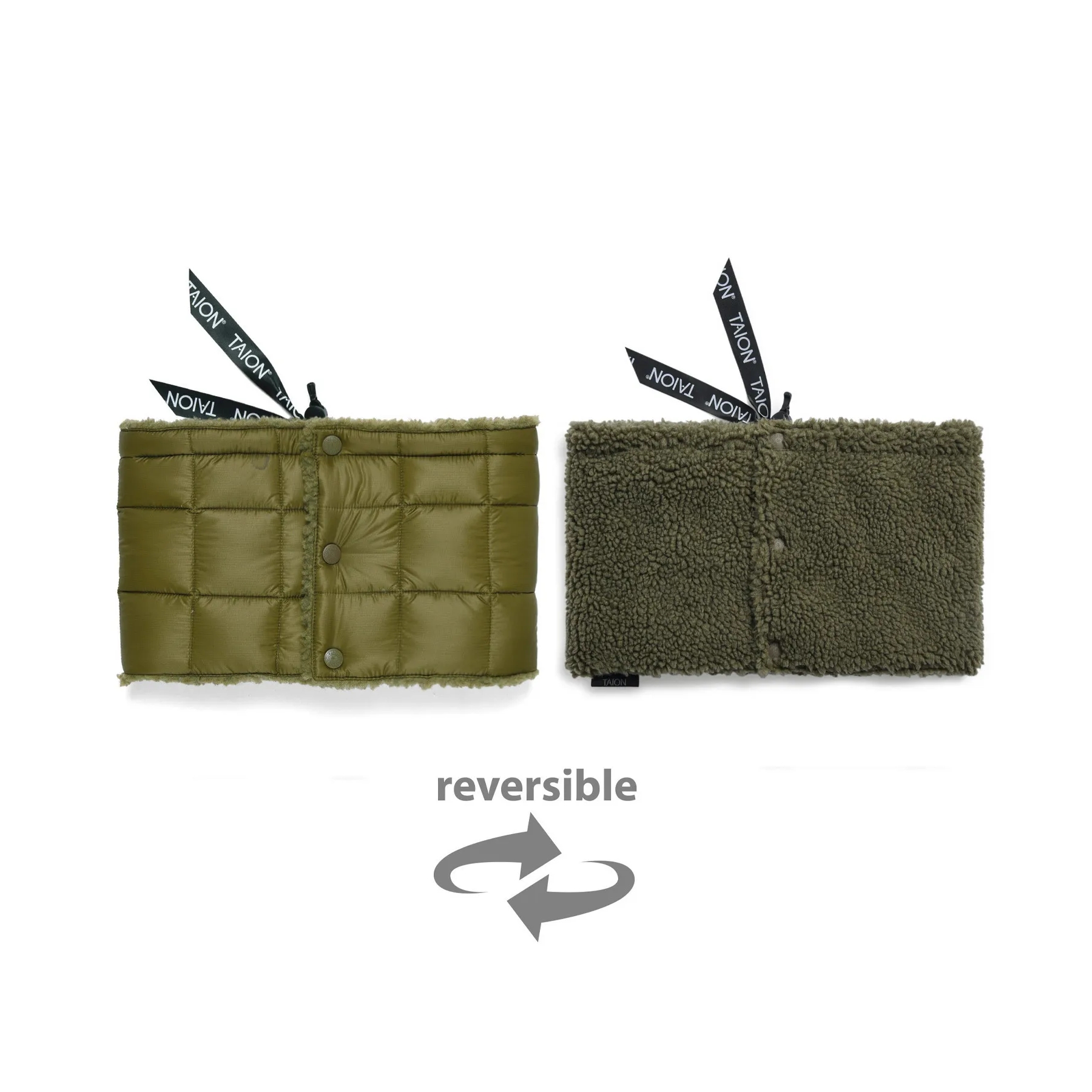 タイオン / TAION（タイオン） | マウンテン リバーシブル ダウンネックウォーマー（ユニセックス） / TAION－R203MT オリーブ×ダークオリーブ ［25FW］