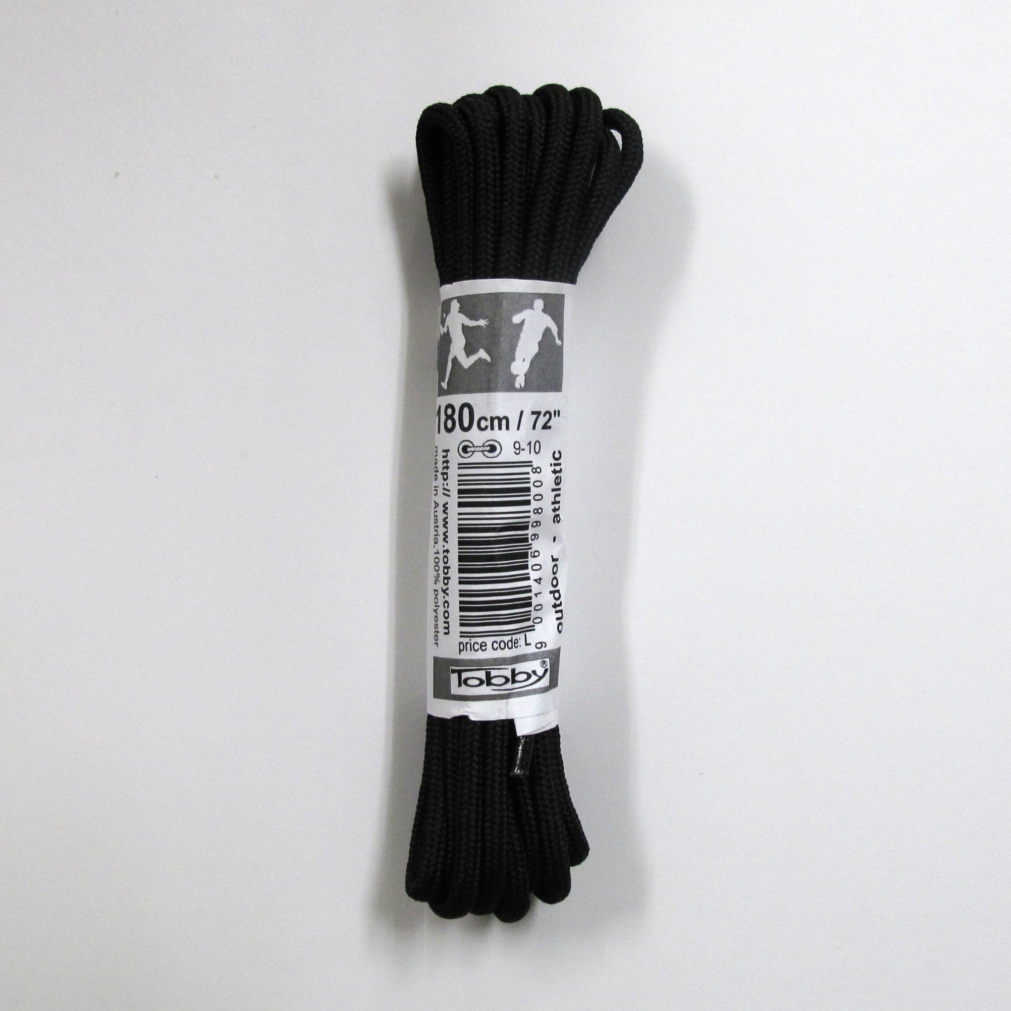 シューレースアウトドアスリム 丸 180cm / 242-8000-180 ブラック 2本入り|トビー / Tobby