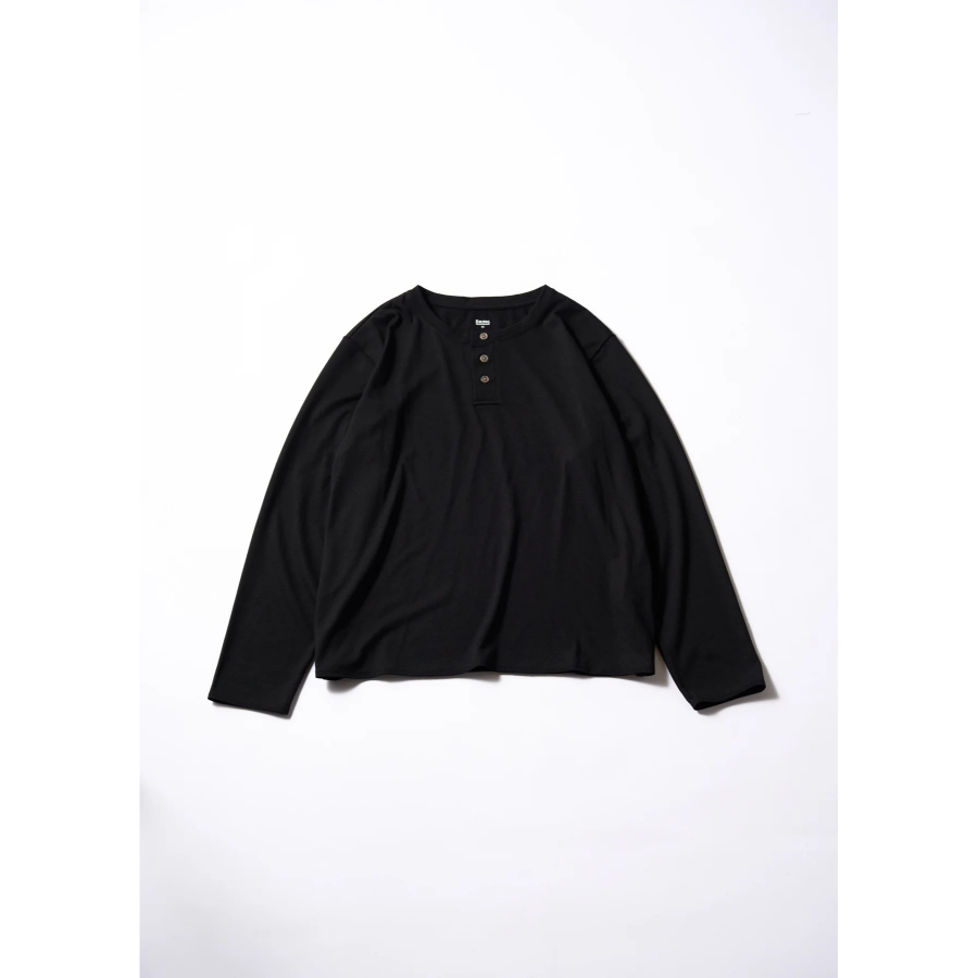 BRING / ブリング | ワンダーウェア ヘンリーネック ロングスリーブ Tシャツ / ブラック WUNDERWEAR Henry Neck Long Sleeve T-shirt BW0109 ユニセックス ［25FW］