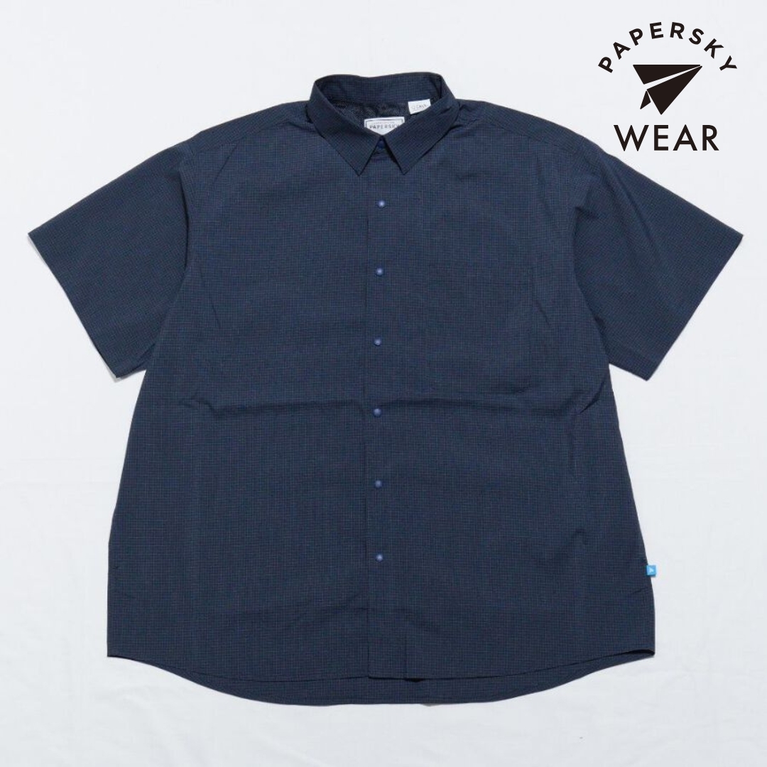 ペーパースカイ / PAPERSKY（ペーパースカイ） | PAPERSKY WEAR マガジンチェック ビッグシャツ 半袖 / NAVY CHECK MAGAZINE CHECK BIG HALF SHIRT PS251013NC ユニセックス 