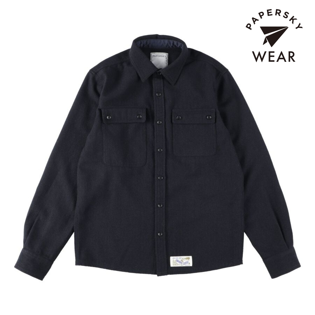 ペーパースカイ / PAPERSKY（ペーパースカイ） | PAPERSKY WEAR CORMORANT WOOL SHIRT（メンズ） / PS232019 NAVY ［25FW］