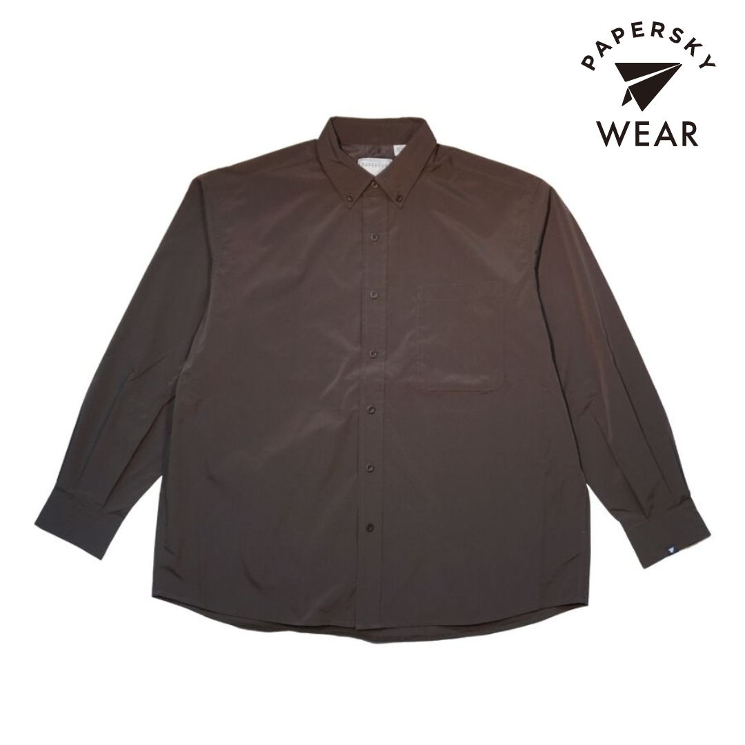 ペーパースカイ / PAPERSKY（ペーパースカイ） | PAPERSKY WEAR HIKE＆BIKE CAVE TYPEWRITER BIG SHIRT（ユニセックス） / PS231005 80（BROWN） ［25FW］